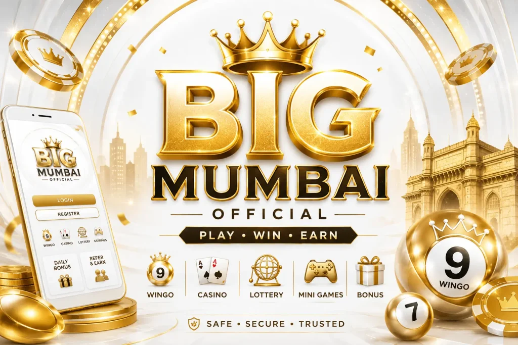 Big Mumbai game app interface with Big Mumbai login and register portal