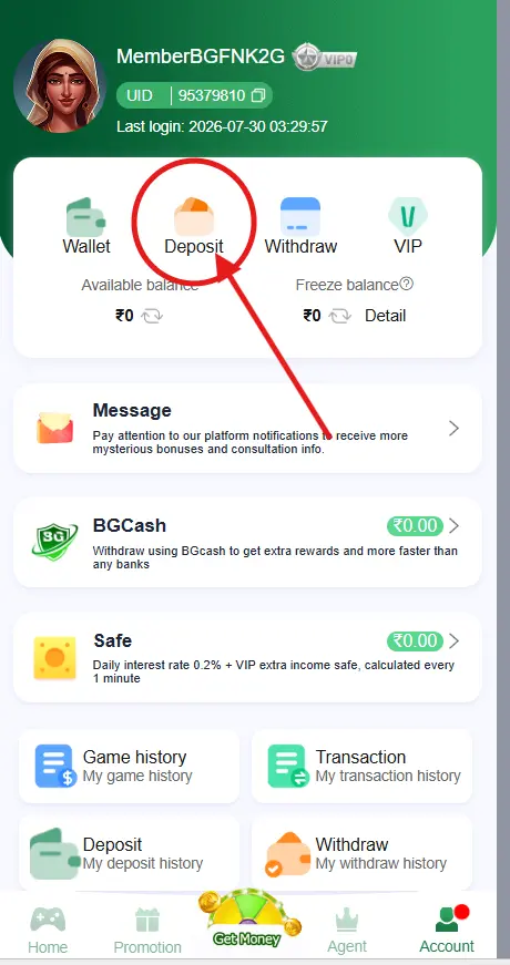 how to deposit in bg678 lottery