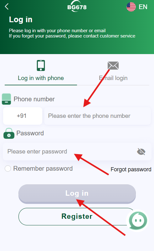 bg678 login